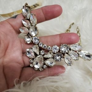J.CREW signed crystal cluster bib collar necklace